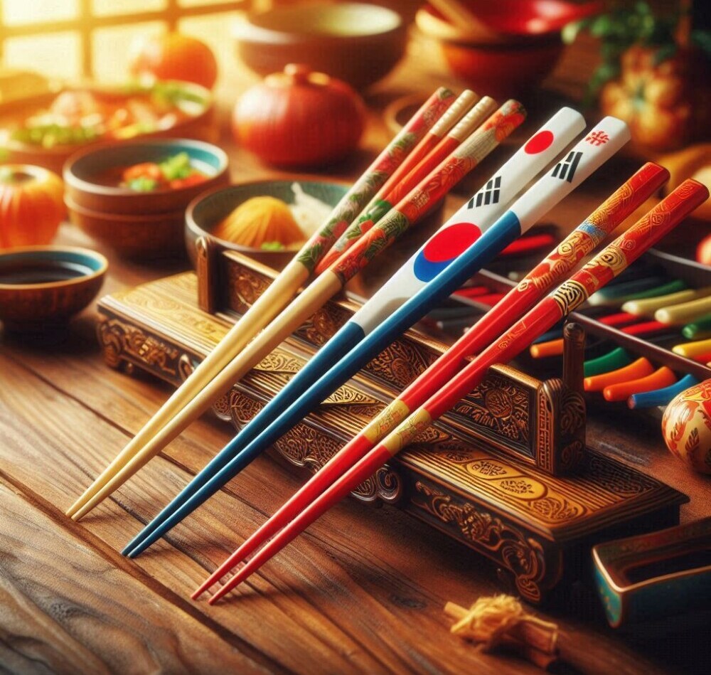 Image of Chinese, Korean & Japanese chopsticks